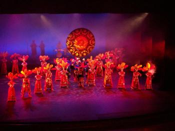Dave Clingman and Andrew Wharton attend Ballet Folklorico in Teatro Degollado in Guadalajara, Jalisco, Mexico