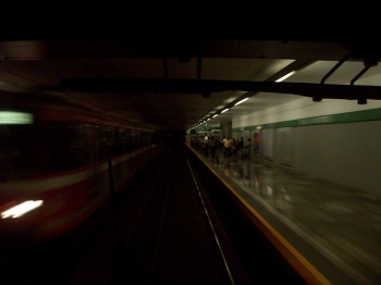 Andrew J. Wharton and Dave Clingman ride metro to celebrate 16 de Septiembre in downtown Guadalajara, Jalisco, Mexico